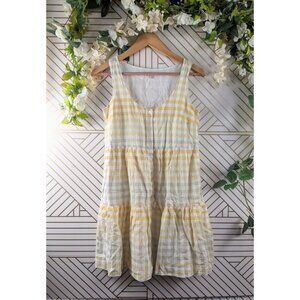 Madewell Women's Button-Front Tiered Mini Dress Yellow Sleeveless Size XXS